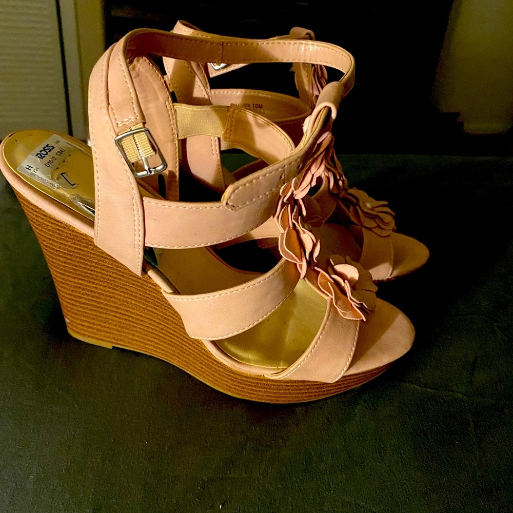 Blush colored wedges. Worn once or twice. Great condition